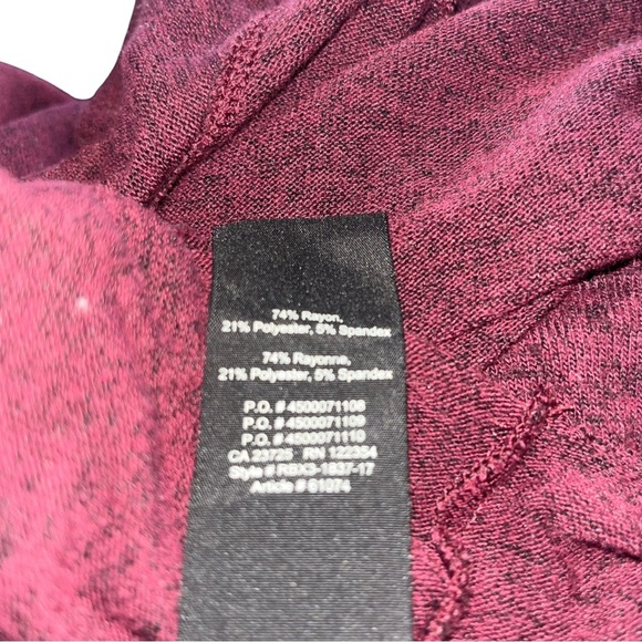 TNA Burgundy Marled Lightweight Hoodie M Cozy Loungewear Athleisure Layering Top - Picture 4 of 5
